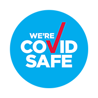 We're covid safe badge